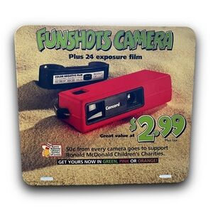 Rare 1992 McDonald's Funshots Film Camera Advertisement Vintage Translite Sign